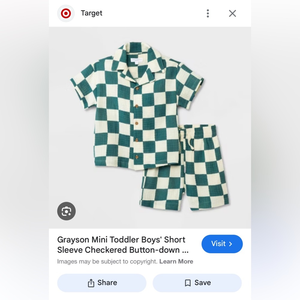 Grayson Mini Checkered Shirt Shorts Set